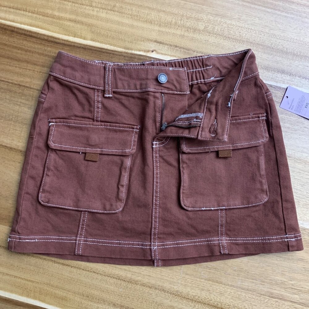 Wild Fable Womens Brown Mini Skirt With Pockets Size XXS - Picture 9 of 13